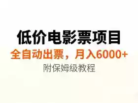 低价电影票项目新玩法,全自动报价出票,月入6000+,附保姆级教程【揭秘】