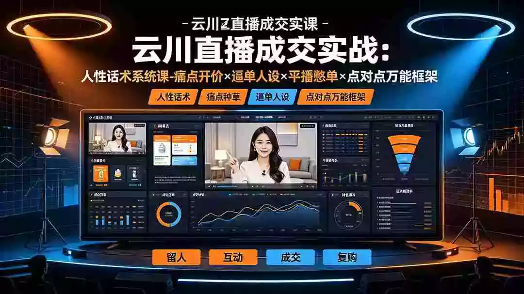 云川直播成交实战:人性话术系统课-痛点种草×塑品开价×逼单人设×平播憋单×点对点万能框架