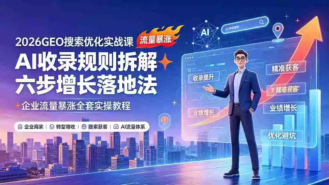 2026GEO搜索优化实战课:AI收录规则拆解|六步增长落地法|企业流量暴涨全套实操教程 2026GEO搜索优化实战课:AI收录规则拆解|六步增长落地法|企业流量暴涨全套实操教程