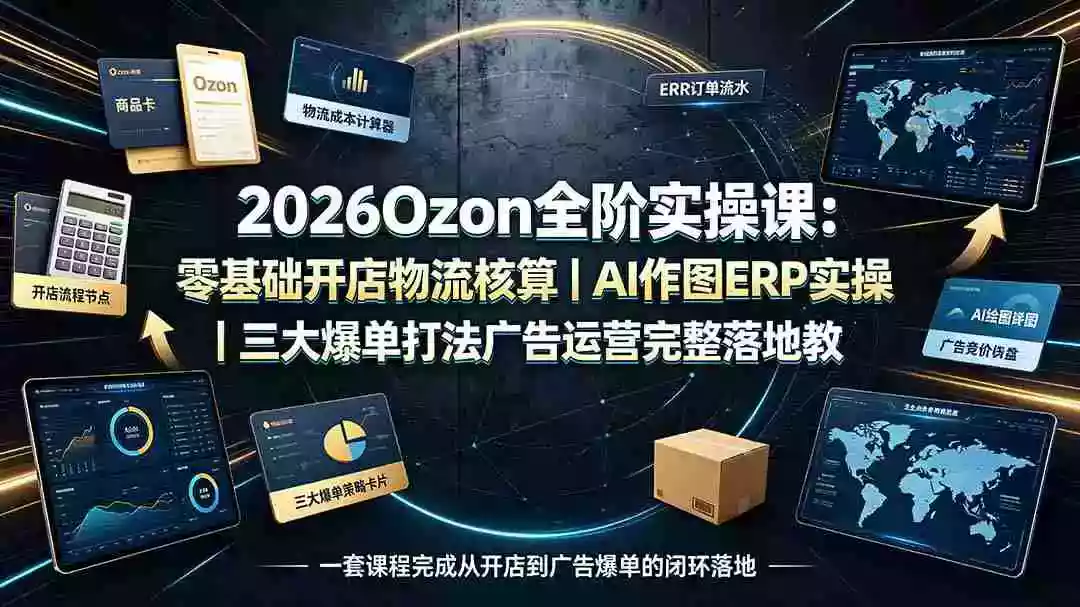 2026Ozon全阶实操课:零基础开店物流核算|AI作图ERP实操|三大爆单打法guang告运营完整落地教程 2026Ozon全阶实操课:零基础开店物流核算|AI作图ERP实操|三大爆单打法guang告运营完整落地教程