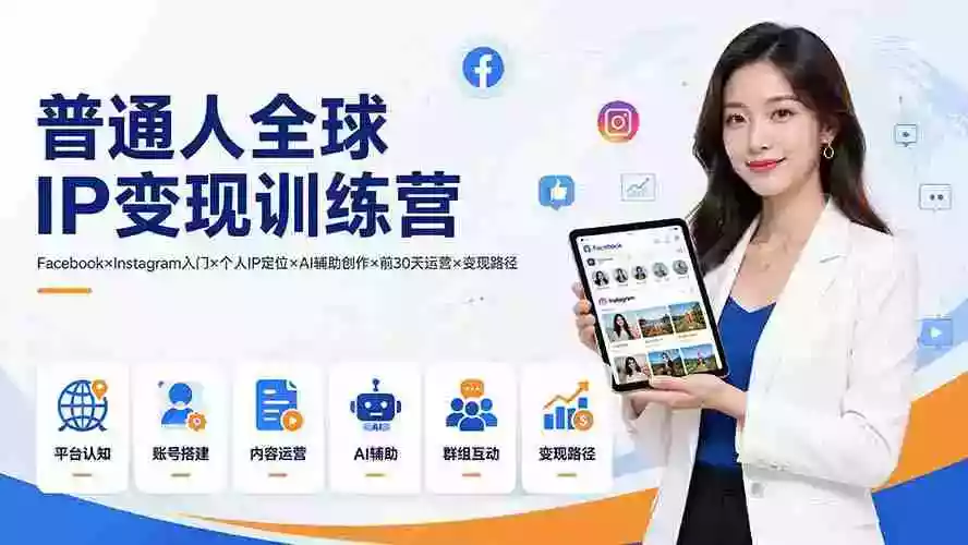 普通人全球IP变现训练营:FacebookInstagram入门个人IP定位AI辅助创作前30天运营变现路径 普通人全球IP变现训练营:FacebookInstagram入门个人IP定位AI辅助创作前30天运营变现路径