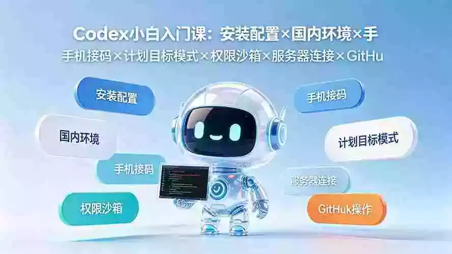 Codex小白入门课:安装配置国内环境手机接码计划目标模式权限沙箱服务器连接GitHub操作 Codex小白入门课:安装配置国内环境手机接码计划目标模式权限沙箱服务器连接GitHub操作