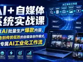 AI+自媒体系统实战课,依靠AI批量生产爆款内容,带你告别传统低效的自媒体创作模式,搭建专属AI工业化工作流