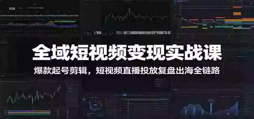 全域短视频变现实战课：爆款起号剪辑，短视频直播投放复盘出海全链路