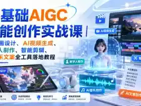 零基础AIGC全能创作实战课|AI绘画设计、AI视频生成、数字人制作、智能剪辑、AI音乐文案全工具落地教程
