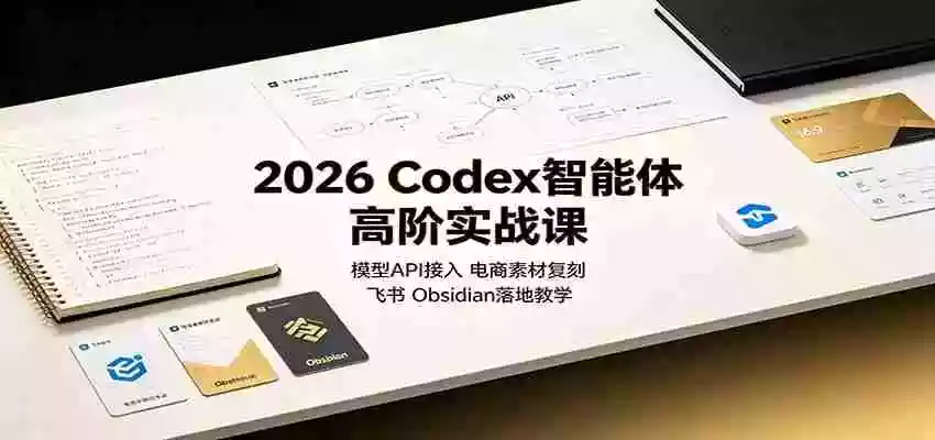 2026 Codex智能体高阶实战课：模型API接入，电商素材复刻，飞书Obsidian落地教学