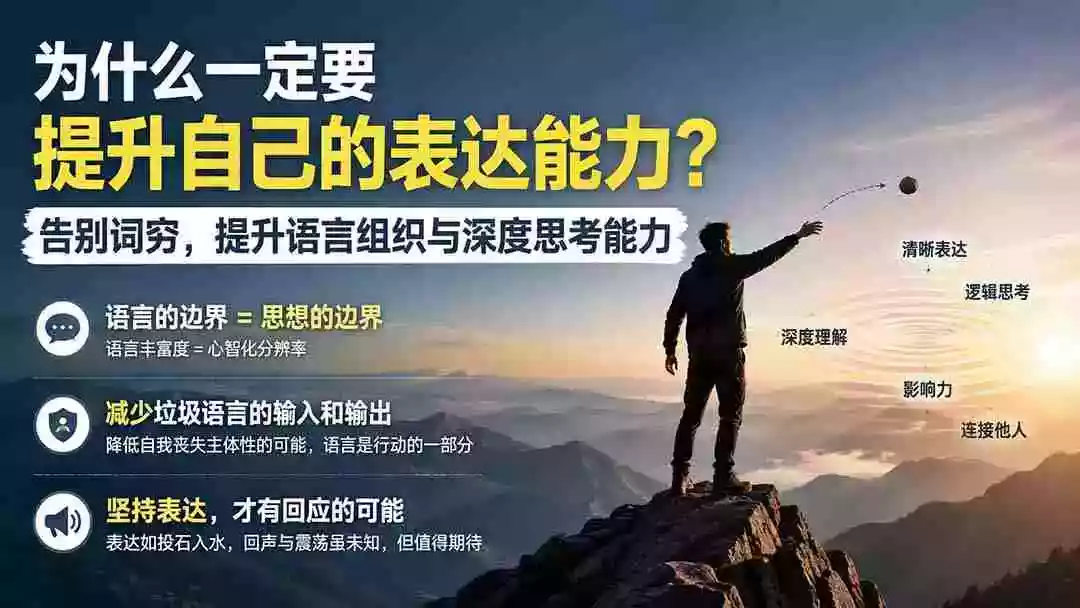 付费文章:为什么一定要提升自己的表达能力?告别词穷,提升语言组织与深度思考能力 付费文章:为什么一定要提升自己的表达能力?告别词穷,提升语言组织与深度思考能力
