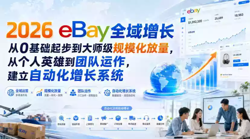 2026 eBay全域增长,从0基础起步到大师级规模化放量,从个人英雄到团队运作,建立自动化增长系统 2026 eBay全域增长,从0基础起步到大师级规模化放量,从个人英雄到团队运作,建立自动化增长系统