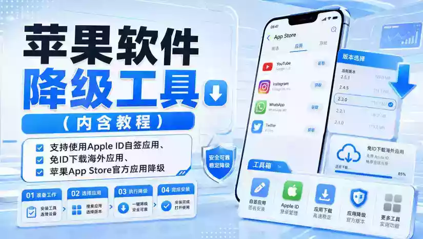苹果软件降级工具(内含教程),支持使用Apple ID自签应用、免ID下载海外应用、苹果App Store官方应用降级等 苹果软件降级工具(内含教程),支持使用Apple ID自签应用、免ID下载海外应用、苹果App Store官方应用降级等