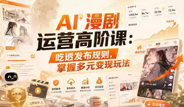 AI漫剧运营高阶课:吃透发布规则,掌握多元变现玩法 AI漫剧运营高阶课:吃透发布规则,掌握多元变现玩法