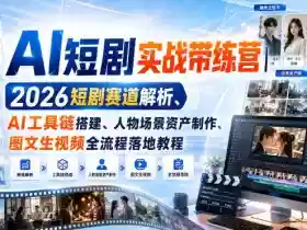 AI短剧实战带练营|2026短剧赛道解析、AI工具链搭建、人物场景资产制作、图文生视频全流程落地教程