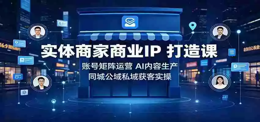 实体商家商业IP打造课:账号矩阵运营,AI内容生产,同城公域私域获客实操