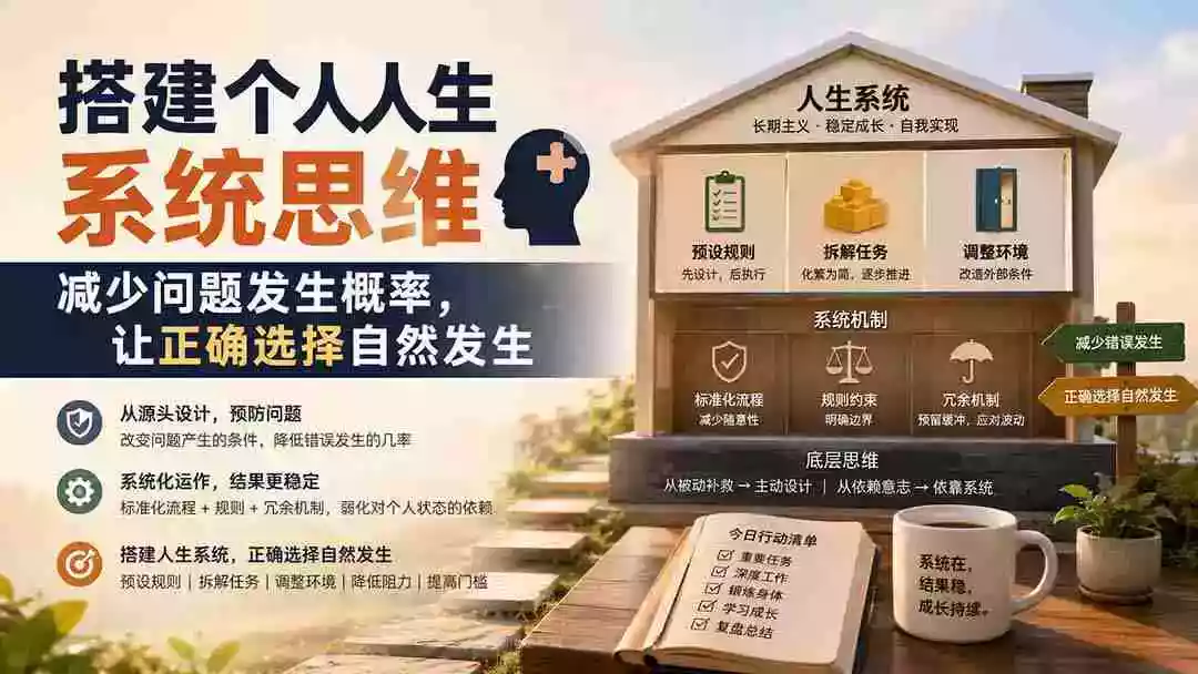 付费文章:搭建个人人生系统思维:减少问题发生概率,让正确选择自然发生 付费文章:搭建个人人生系统思维:减少问题发生概率,让正确选择自然发生