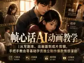帧心话AI动画教学|从写剧本、出画面到成片剪辑,手把手教会零基础学员独立制作爆款情感漫剧
