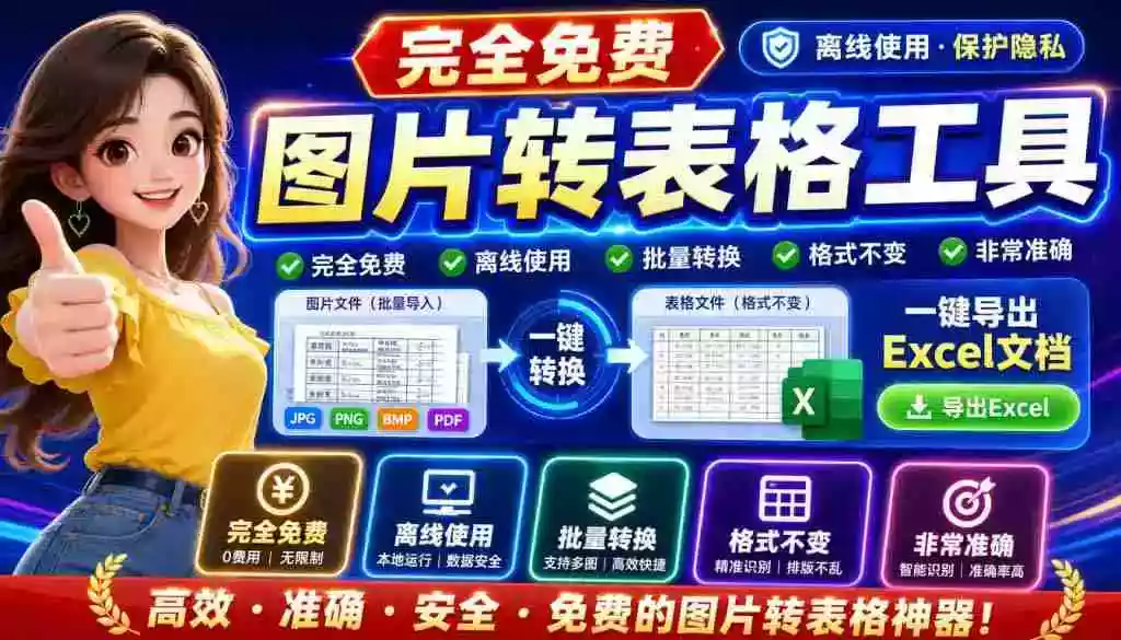 图片表格识别提取工具,支持一键从图片中智能提取表格并导出Excel文件,可离线免网运行,FastTableOCR 图片表格识别提取工具,支持一键从图片中智能提取表格并导出Excel文件,可离线免网运行,FastTableOCR