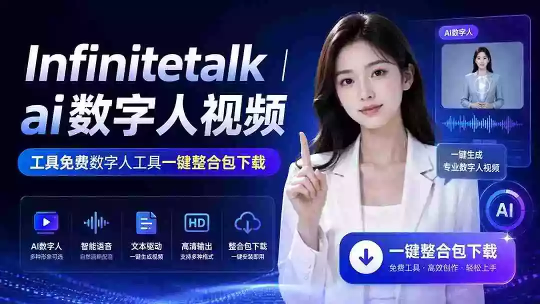 Infinitetalk丨ai数字人视频-工具免费数字人工具一键整合包下载 Infinitetalk丨ai数字人视频-工具免费数字人工具一键整合包下载