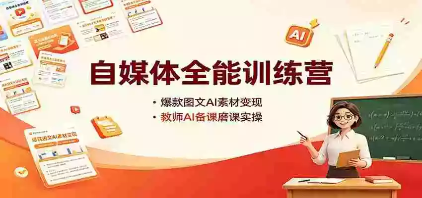 自媒体全能训练营:爆款图文AI素材变现,教师AI备课磨课实操 自媒体全能训练营:爆款图文AI素材变现,教师AI备课磨课实操