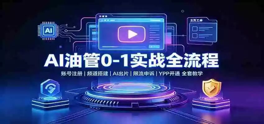 AI油管0-1实战:账号注册频道搭建,AI出片,限流申诉,YPP开通全套教学 AI油管0-1实战:账号注册频道搭建,AI出片,限流申诉,YPP开通全套教学