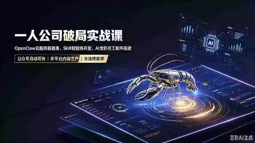 一人公司破局实战课|OpenClaw云服务器部署、Skill智能体开发、AI龙虾员工矩阵搭建,公众号自动写作与多平台内容… 一人公司破局实战课|OpenClaw云服务器部署、Skill智能体开发、AI龙虾员工矩阵搭建,公众号自动写作与多平台内容…
