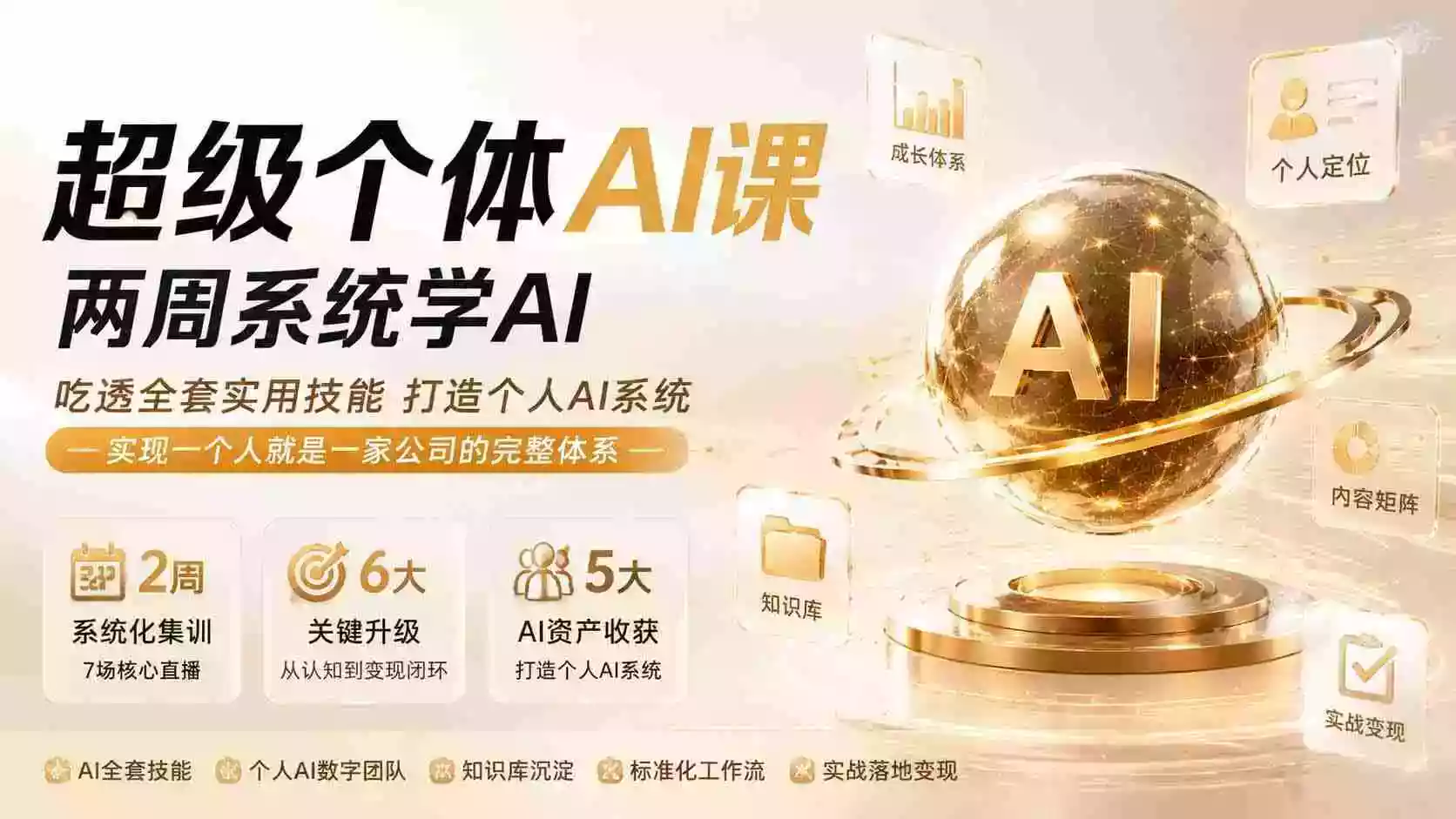 超级个体AI课 两周系统学AI;吃透全套实用技能打造个人AI系统,实现一个人就是一家公司的完整体系(更新0823) 超级个体AI课 两周系统学AI;吃透全套实用技能打造个人AI系统,实现一个人就是一家公司的完整体系(更新0823)