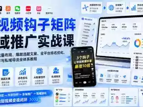 短视频钩子矩阵全域推广实战课|五大赛道流量布局、爆款选题文案、全平台排名优化、AI批量创作与私域导流全体系教程