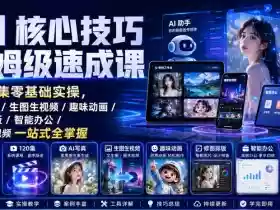 AI核心技巧保姆级速成课|120集零基础实操,AI写真/生图生视频/趣味动画/修图排版/智能办公/爆款短视频一站式全掌握(更新)