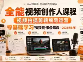 全能视频创作人课程,视频拍摄剪辑编导运营,零基础学习视频创作必修课(2026年8月)