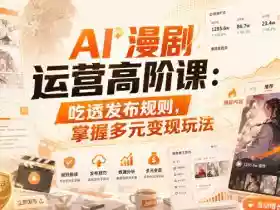 AI漫剧运营高阶课:吃透发布规则,掌握多元变现玩法