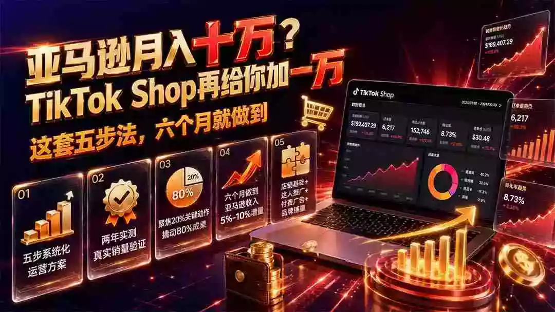 亚马逊月入十万?TikTok Shop再给你加一万——这套五步法,六个月就做到【原创双语字幕】 亚马逊月入十万?TikTok Shop再给你加一万——这套五步法,六个月就做到【原创双语字幕】