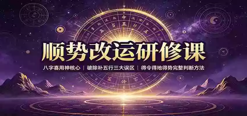 顺势改运研修课:八字喜用神核心,破除补五行三大误区,得令得地得势完整判断方法 顺势改运研修课:八字喜用神核心,破除补五行三大误区,得令得地得势完整判断方法