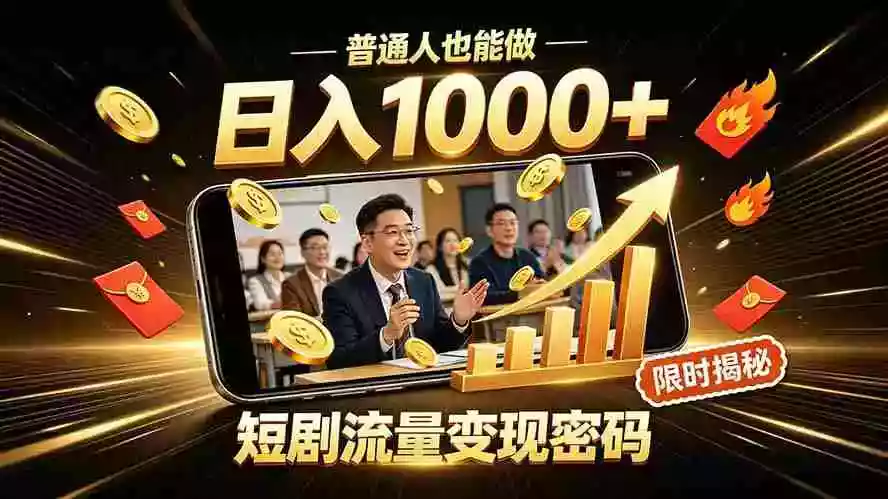 一部手机做短剧分发,不用真人出镜、不用拍摄剧本,快手流量变现日赚千元