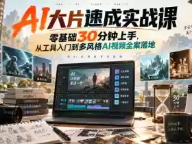 AI大片速成实战课|零基础30分钟上手,从工具入门到多风格AI视频全案落地