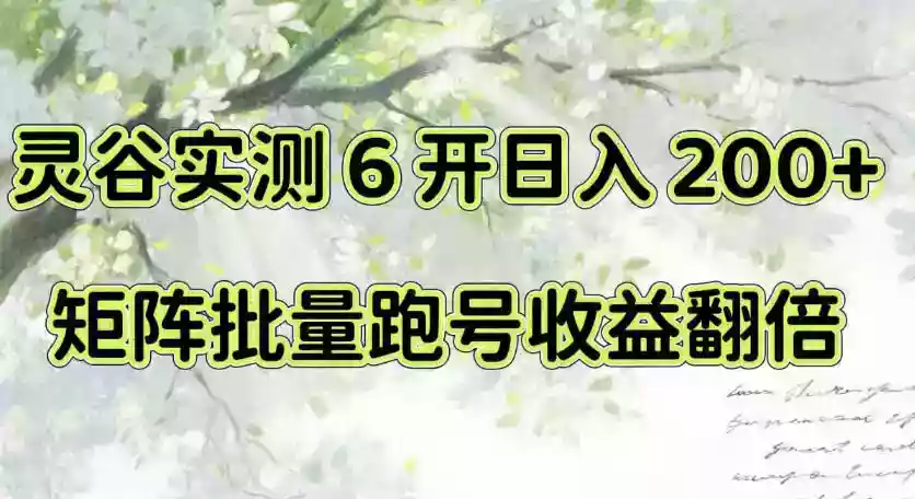 一台电脑就能做!灵谷实测6开日入200+,矩阵批量跑号收益翻倍【揭秘】 一台电脑就能做!灵谷实测6开日入200+,矩阵批量跑号收益翻倍【揭秘】