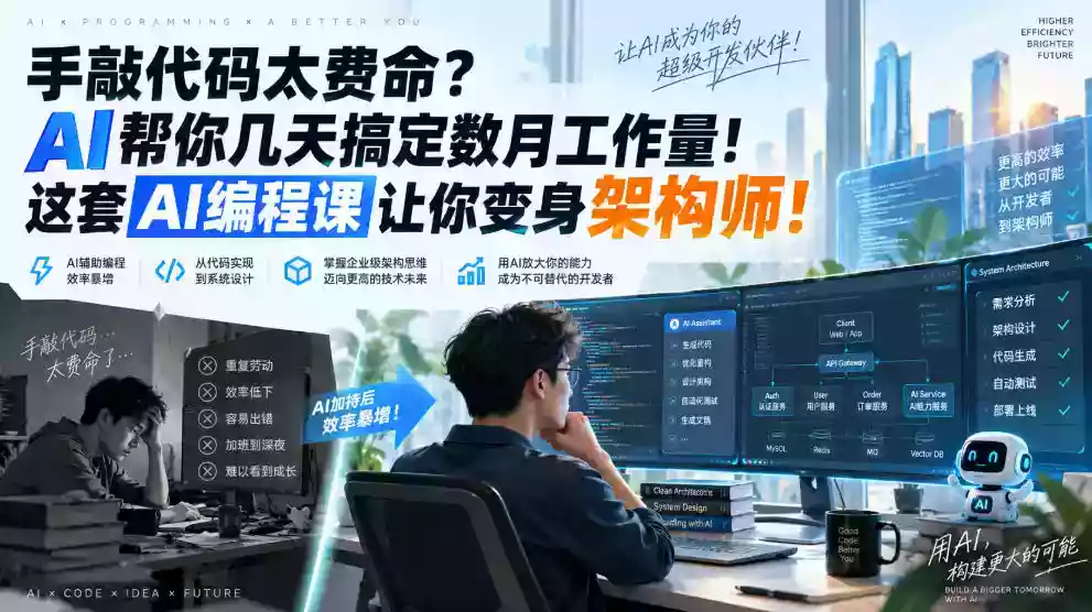 手敲代码太费命?AI帮你几天搞定数月工作量!这套AI编程课让你变身架构师!【原创双语字幕】 手敲代码太费命?AI帮你几天搞定数月工作量!这套AI编程课让你变身架构师!【原创双语字幕】