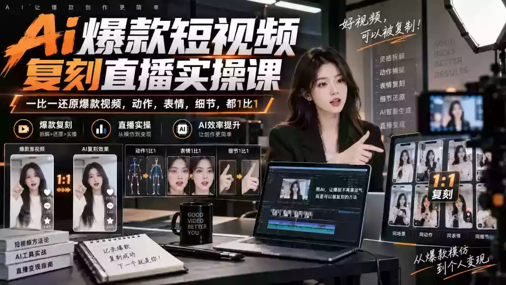 天诺老吴Ai爆款短视频复刻直播实操课,一比一还原爆款视频,动作,表情,细节,都1比1 天诺老吴Ai爆款短视频复刻直播实操课,一比一还原爆款视频,动作,表情,细节,都1比1