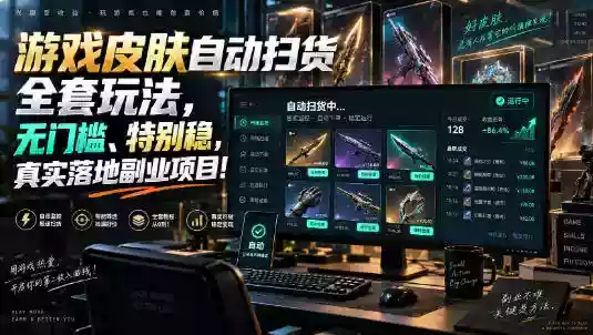 游戏皮肤自动扫货全套玩法,无门槛、特别稳,真实落地副业项目!【揭秘】 游戏皮肤自动扫货全套玩法,无门槛、特别稳,真实落地副业项目!【揭秘】