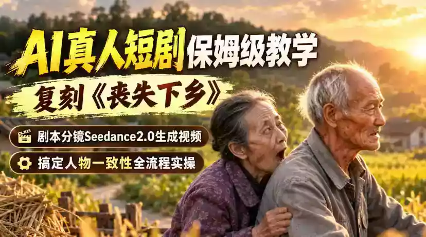 AI真人短剧保姆级教学,复刻《丧失下乡》,剧本分镜Seedance2.0生成视频,搞定人物一致性全流程实操 AI真人短剧保姆级教学,复刻《丧失下乡》,剧本分镜Seedance2.0生成视频,搞定人物一致性全流程实操