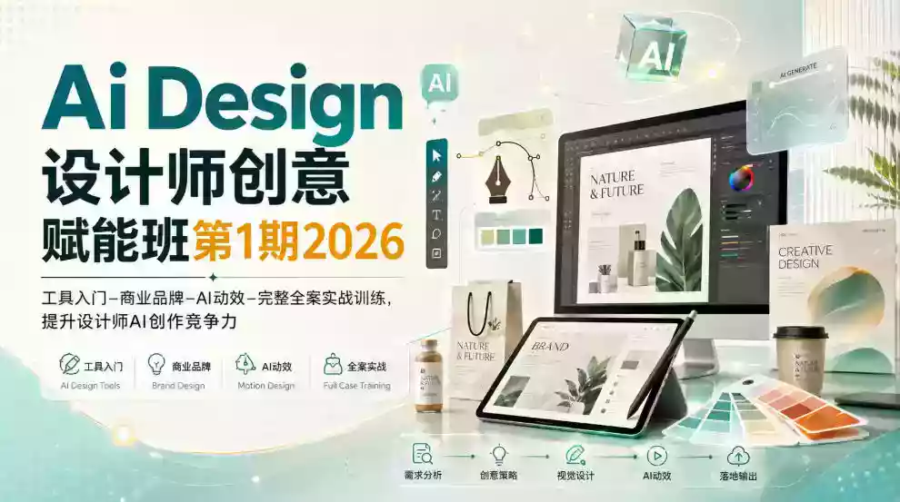 Ai Design设计师创意赋能班第1期2026|工具入门‑商业品牌‑AI动效‑完整全案实战训练,提升设计师AI创作竞争力 Ai Design设计师创意赋能班第1期2026|工具入门‑商业品牌‑AI动效‑完整全案实战训练,提升设计师AI创作竞争力