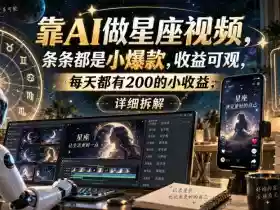 靠AI做星座视频,条条都是小爆款,收益可观,每天都有200的小收益,详细拆解