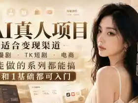 AI真人项目，适合变现渠道，漫剧，TK短剧，电商，能做的系列都能搞，0和1基础都可入门