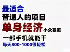 身经济小众赛道,一部手机就能干,每天搞个800-1000很轻松,最适合普通人的项目【揭秘】