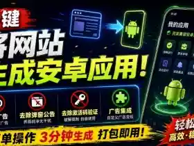 目前最好用，一键将网站生成安卓应用！支持去除广告、弹窗公告、激活码验证、广告集成等web-to-app