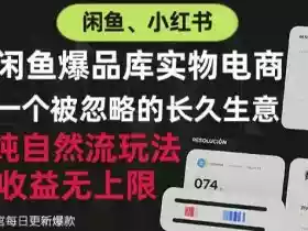 闲鱼小红书实物电商,纯自然流玩法,一个被忽略的长久生意,收益无上限【揭秘】