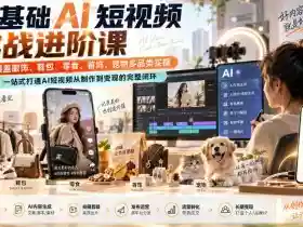 零基础AI短视频实战进阶课,覆盖服饰、鞋包、零食、首饰、宠物多品类实操,一站式打通AI短视频从制作到变现的完整闭环