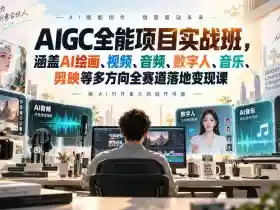 AIGC全能项目实战班，涵盖AI绘画、视频、音频、数字人、音乐、剪映等多方向全赛道落地变现课