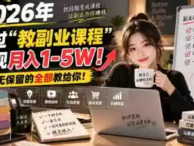 2026年通过“教副业课程”实现月入1-5W!毫无保留的全部教给你!【揭秘】