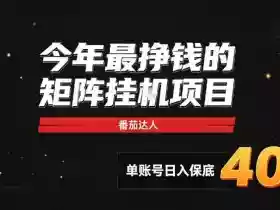 2026热门副业｜番茄达人矩阵全自动挂G项目，单账号保底日入40+，无需人工盯守【揭秘】