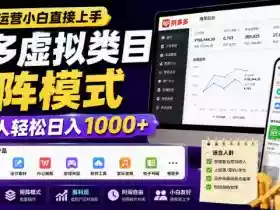 无复杂运营小白直接上手,多多虚拟类目矩阵模式,普通人轻松日入1000+【揭秘】