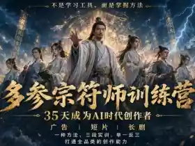 多参宗符师训练营，35天成为AI时代创作者，广告|短片|长剧，一种方法，三段实训，举一反三，打通全品类的创作能力