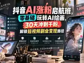 抖音AI涨粉启航班,零基础玩转AI绘画,30天冲刺千粉,解锁短视频副业变现路径